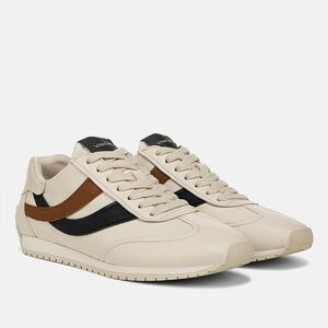 Vince Oasis Leather Runner Sneaker Cream Retro Style Lace Up Wave Sz 10